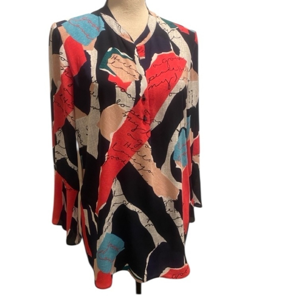 Nic & Zoe Women’s Colorful Oversized Blouse Flare Sleeves size small
